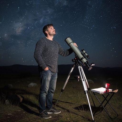 Группа людей, изучающих астрономию на открытом воздухе.