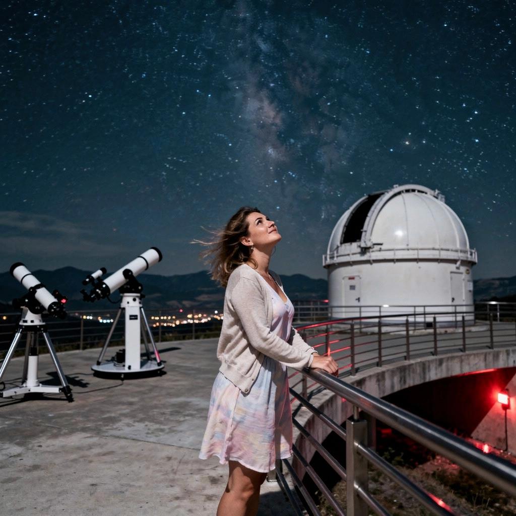 Обсерватория с куполом, открытым для наблюдения за небесными телами.